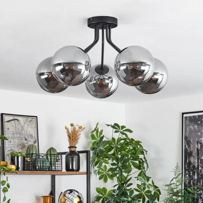Plafonnier Gastor Noir, 5 lumières
