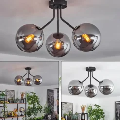 Plafonnier Gastor Noir, 3 lumières