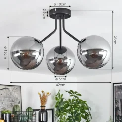 Plafonnier Gastor Noir, 3 lumières