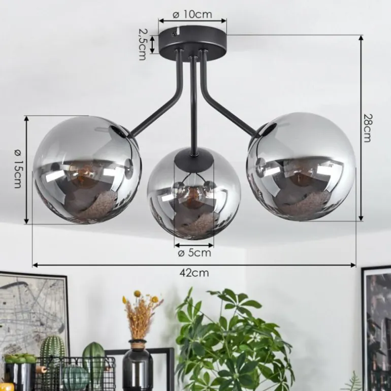 Plafonnier Gastor Noir, 3 lumières