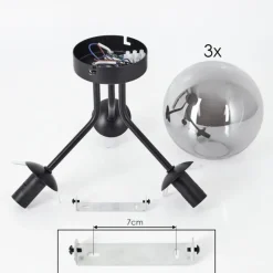 Plafonnier Gastor Noir, 3 lumières