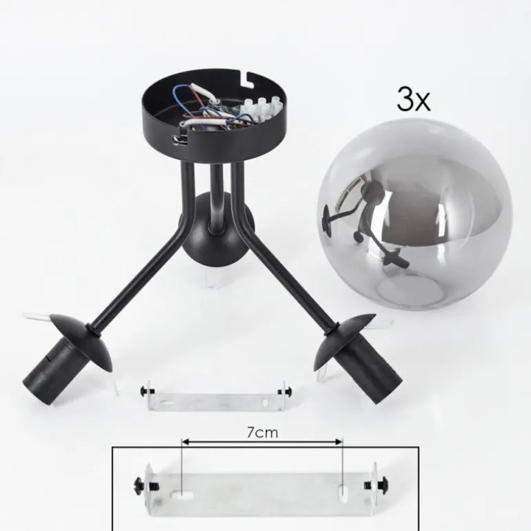 Plafonnier Gastor Noir, 3 lumières