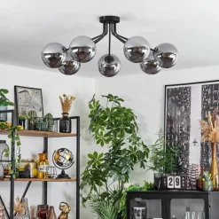 Plafonnier Gastor Noir, 7 lumières