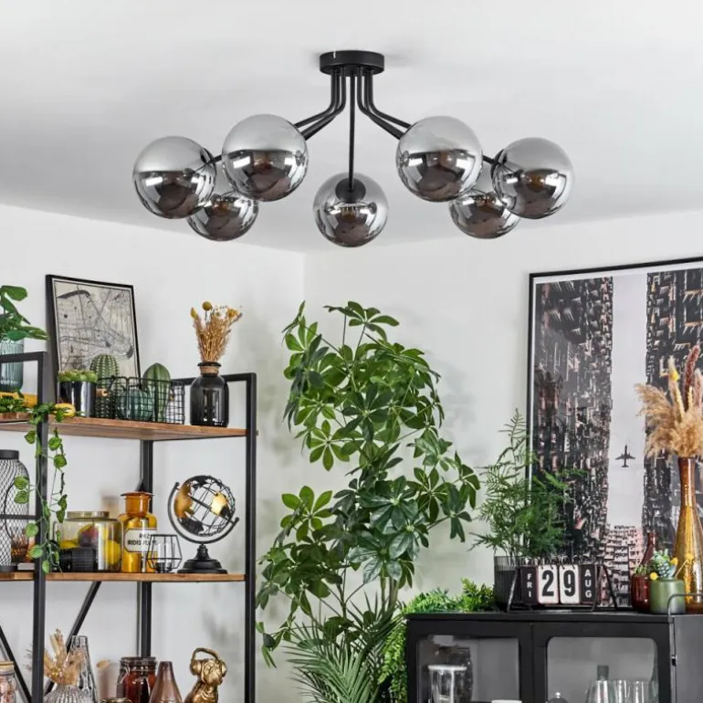 Plafonnier Gastor Noir, 7 lumières