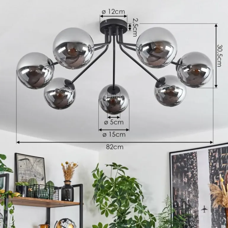 Plafonnier Gastor Noir, 7 lumières