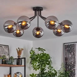 Plafonnier Gastor Noir, 7 lumières