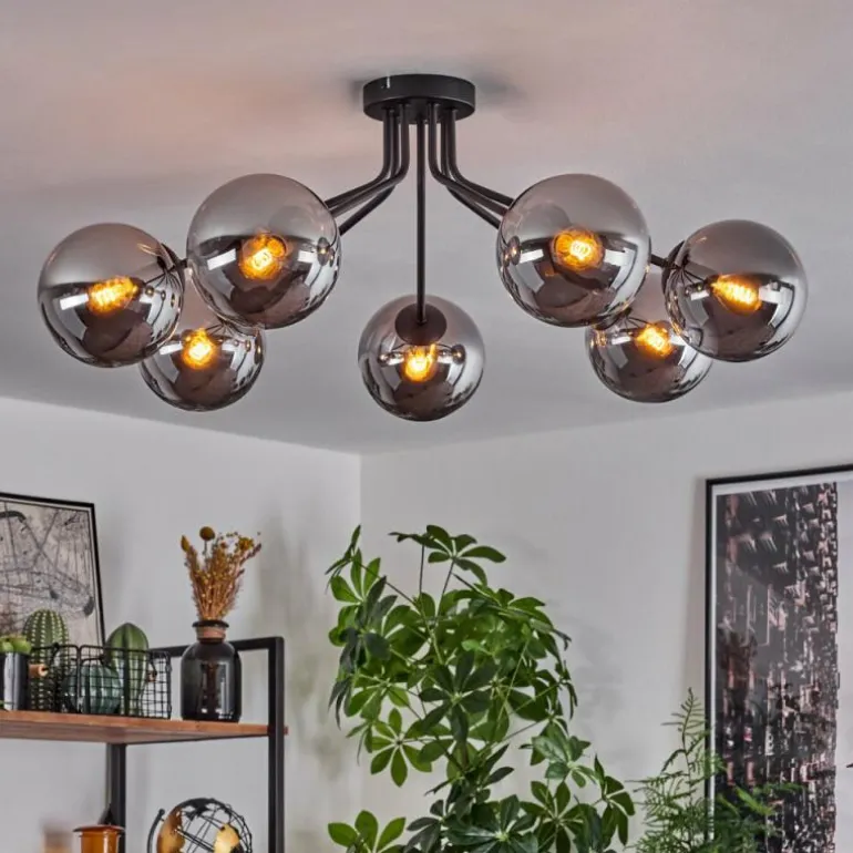 Plafonnier Gastor Noir, 7 lumières