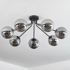 Plafonnier Gastor Noir, 7 lumières