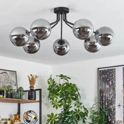 Plafonnier Gastor Noir, 7 lumières