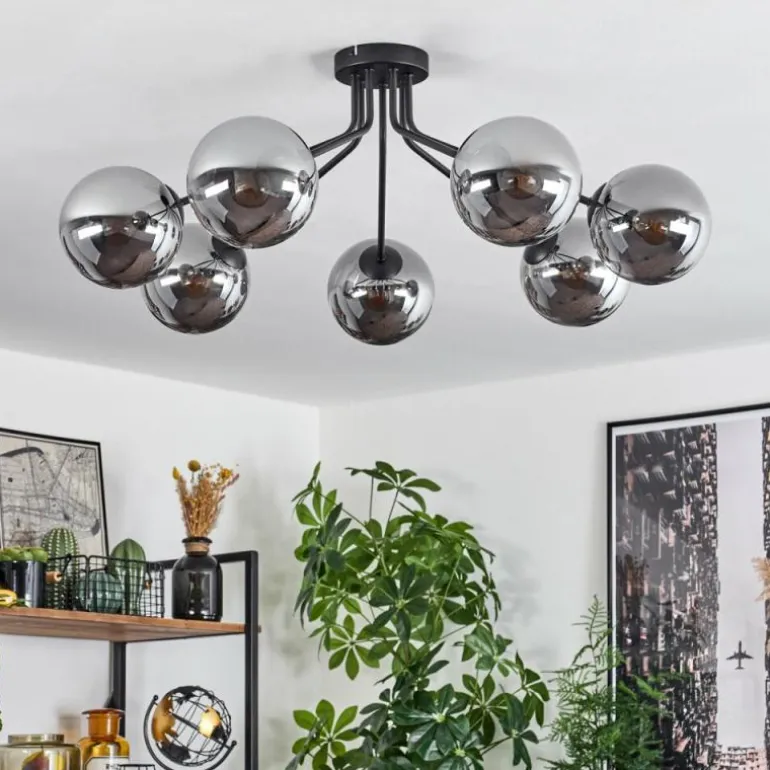Plafonnier Gastor Noir, 7 lumières