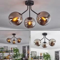 Plafonnier Gastor Noir, 3 lumières