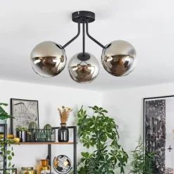 Plafonnier Gastor Noir, 3 lumières