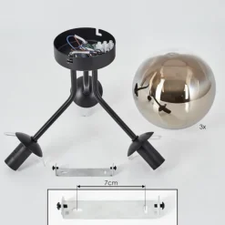 Plafonnier Gastor Noir, 3 lumières