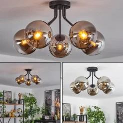 Plafonnier Gastor Noir, 5 lumières