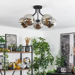 Plafonnier Gastor Noir, 5 lumières