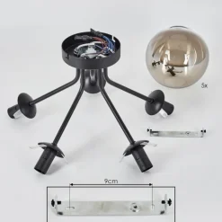Plafonnier Gastor Noir, 5 lumières