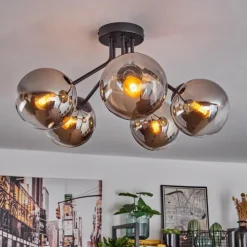 Plafonnier Gastor Noir, 5 lumières
