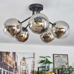 Plafonnier Gastor Noir, 5 lumières