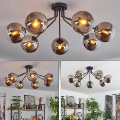 Plafonnier Gastor Noir, 7 lumières
