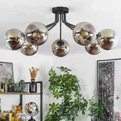 Plafonnier Gastor Noir, 7 lumières