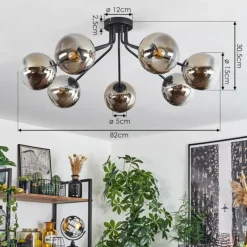 Plafonnier Gastor Noir, 7 lumières