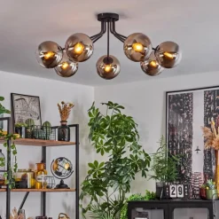 Plafonnier Gastor Noir, 7 lumières
