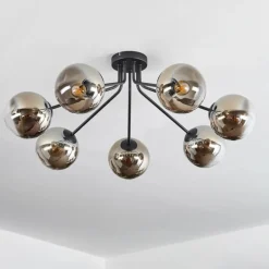 Plafonnier Gastor Noir, 7 lumières