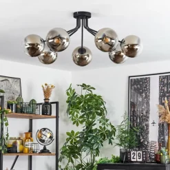 Plafonnier Gastor Noir, 7 lumières