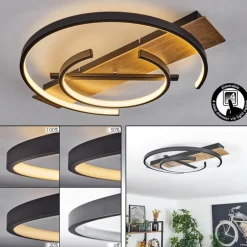 Plafonnier Gauvin LED Brun, Couleur bois, Noir, 1 lumière