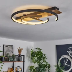 Plafonnier Gauvin LED Brun, Couleur bois, Noir, 1 lumière