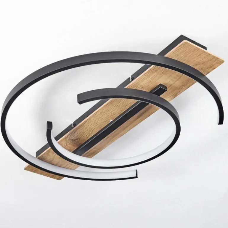 Plafonnier Gauvin LED Brun, Couleur bois, Noir, 1 lumière