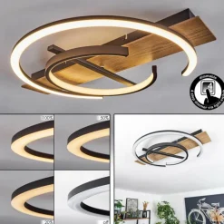Plafonnier Gauvin LED Brun, Couleur bois, Noir, 1 lumière