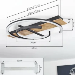 Plafonnier Gauvin LED Brun, Couleur bois, Noir, 1 lumière