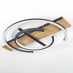 Plafonnier Gauvin LED Brun, Couleur bois, Noir, 1 lumière