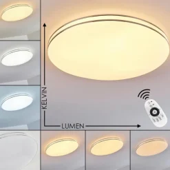 Plafonnier Genthin LED Blanc, 1 lumière, Télécommandes