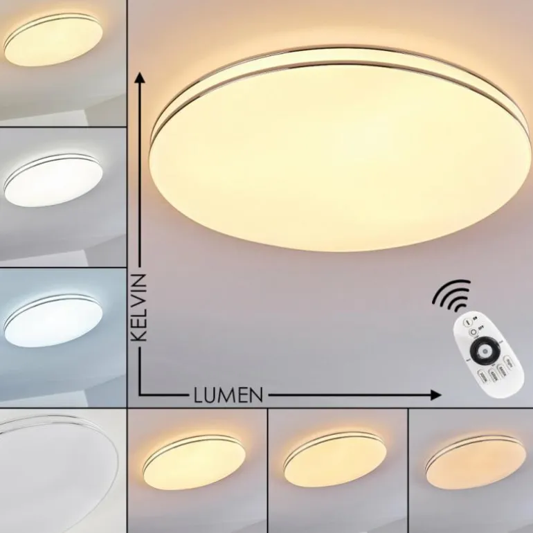 Plafonnier Genthin LED Blanc, 1 lumière, Télécommandes