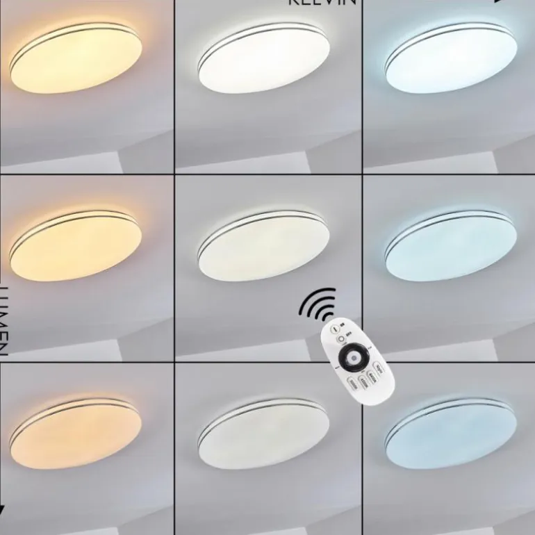 Plafonnier Genthin LED Blanc, 1 lumière, Télécommandes