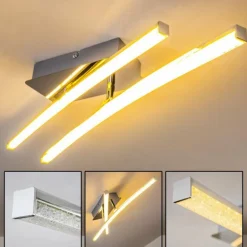 Plafonnier Georgina LED Chrome, 2 lumières