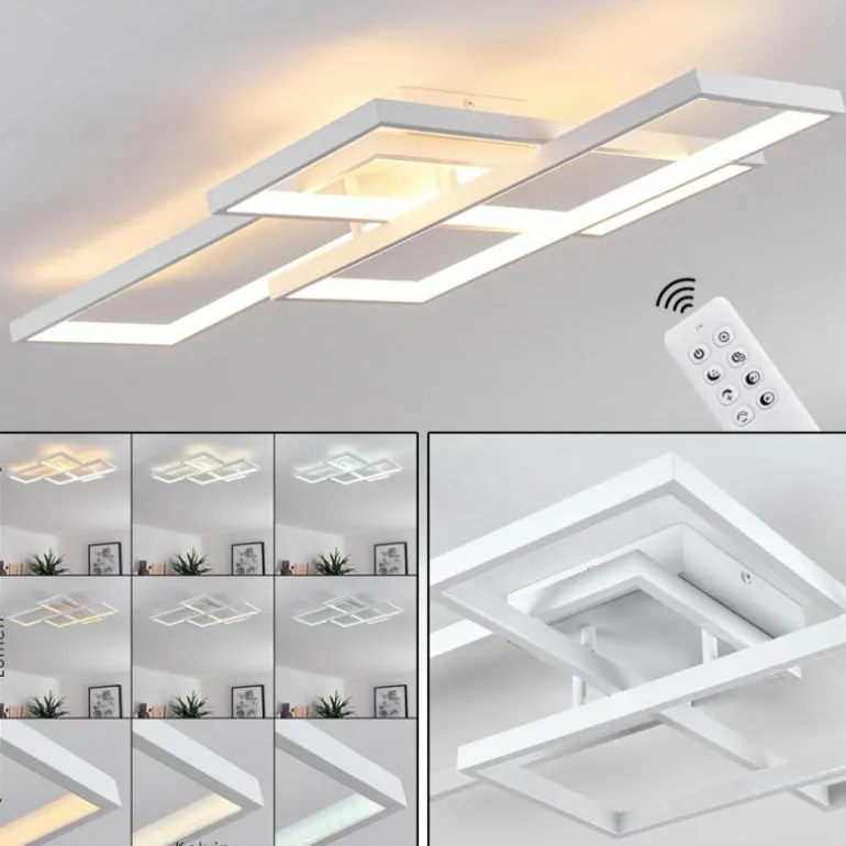 Plafonnier Ghana LED Blanc, 4 lumières, Télécommandes, Changeur de couleurs