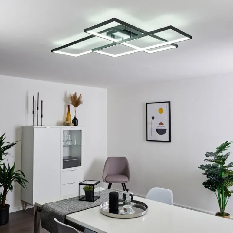 Plafonnier Ghana LED Noir, 1 lumière, Télécommandes