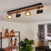 Plafonnier Giresta LED Bois foncé, Noir, 4 lumières