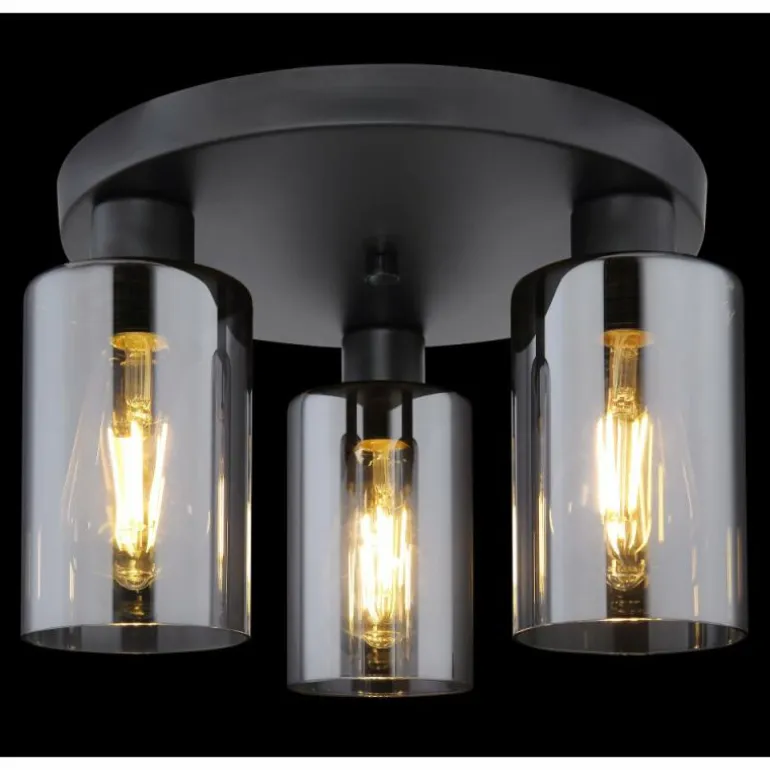 Plafonnier Globo HADERA Noir, 3 lumières