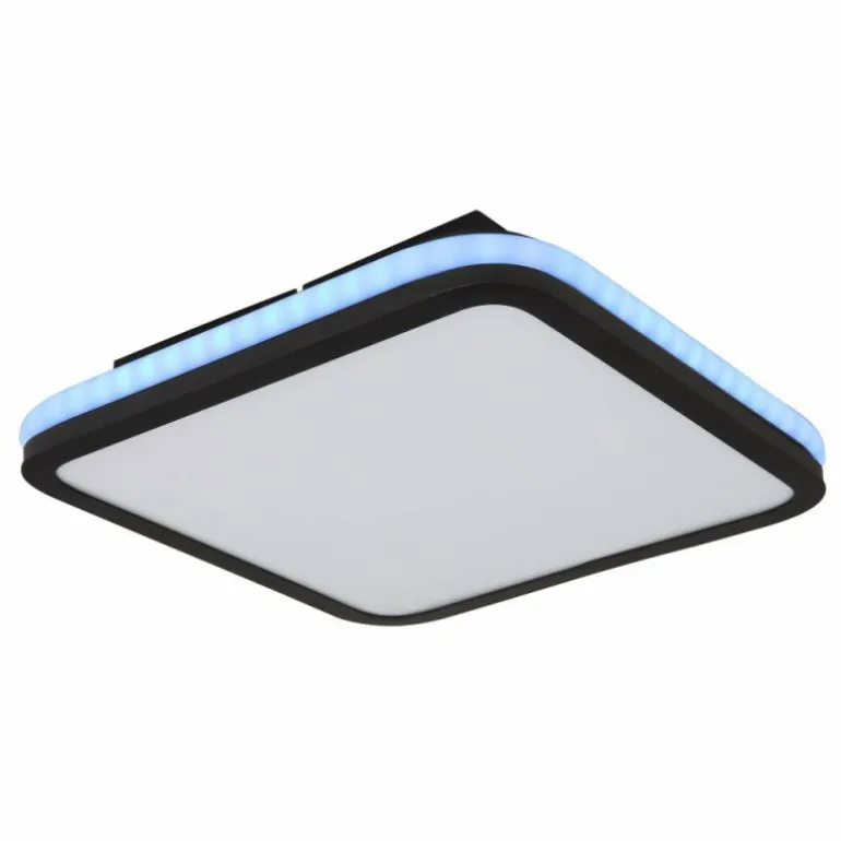 Plafonnier Globo JAXXI LED Noir, 2 lumières, Télécommandes, Changeur de couleurs