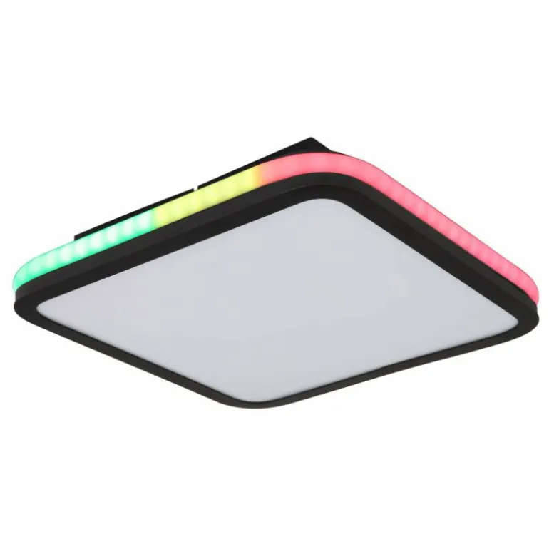 Plafonnier Globo JAXXI LED Noir, 2 lumières, Télécommandes, Changeur de couleurs