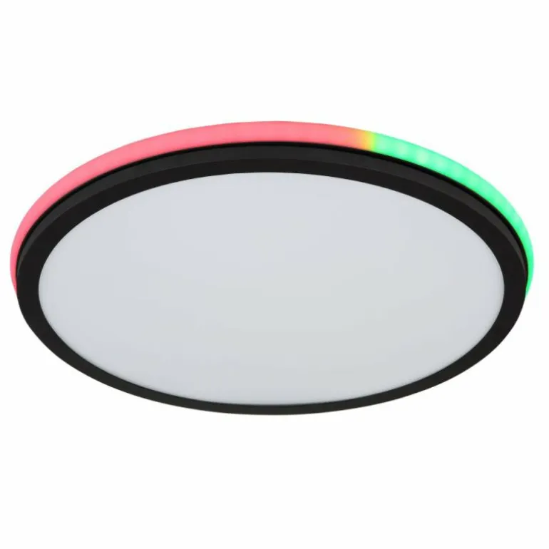 Plafonnier Globo JAXXI LED Noir, 2 lumières, Télécommandes, Changeur de couleurs