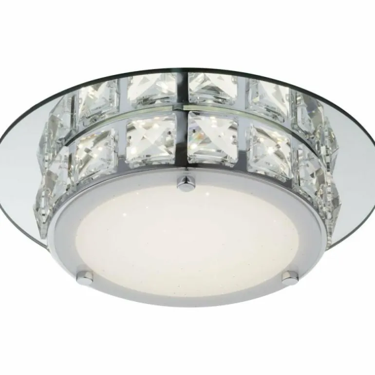 Plafonnier Globo LED Chrome, Verre, 1 lumière