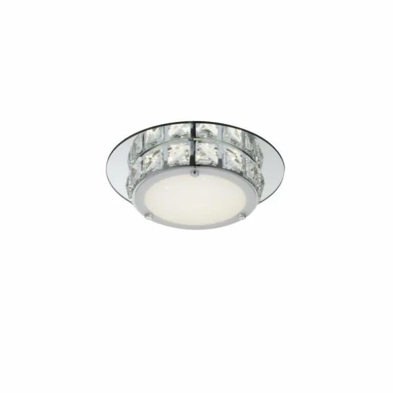 Plafonnier Globo LED Chrome, Verre, 1 lumière