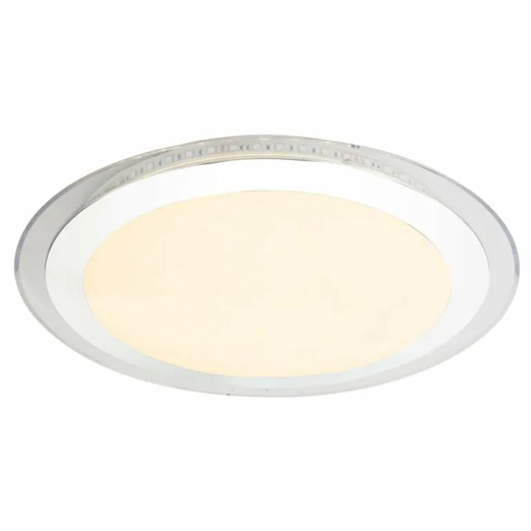 Plafonnier Globo NICOLE II LED Chrome, 1 lumière, Télécommandes, Changeur de couleurs