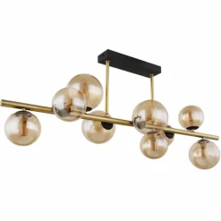 Plafonnier Globo RIHA LED Laiton, Noir, 9 lumières