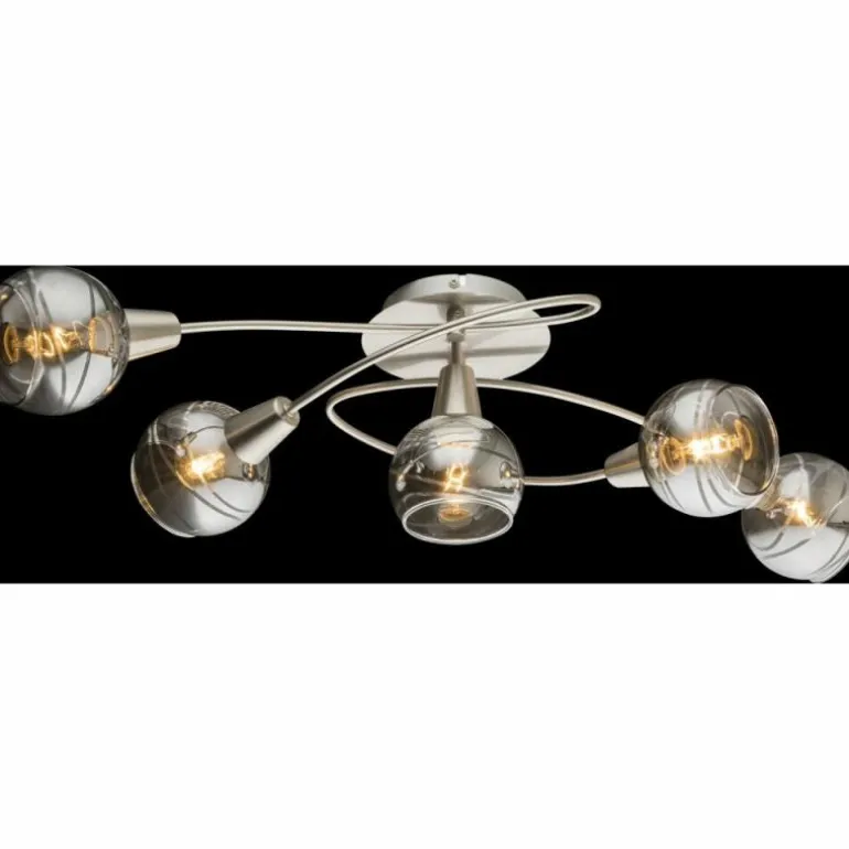 Plafonnier Globo ROMAN LED Nickel mat, 5 lumières
